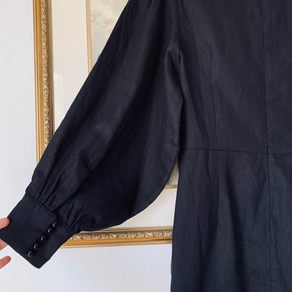 Sofia The Label Elsa Long Sleeve Linen Dress in Black - Picture 6 of 6
